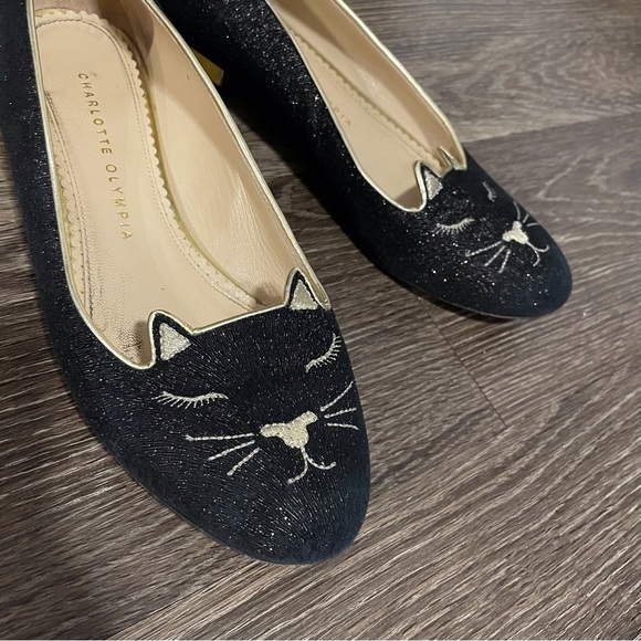 Charlotte Olympia Kitty Glitter Flats - Picture 4 of 6